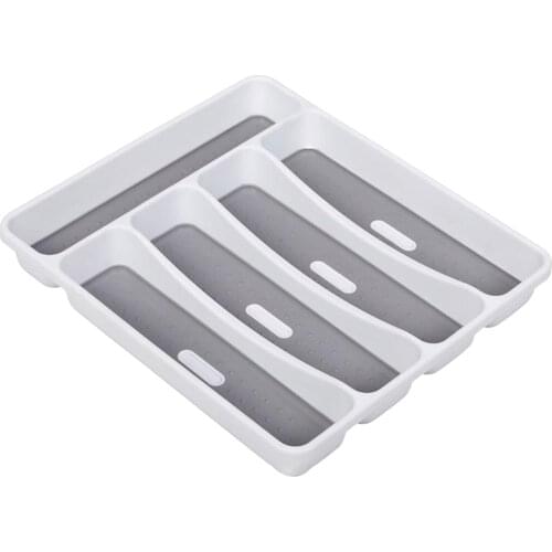 Plastic Cutlery Tray Holder Kitchen Drawer Divider Organiser 5 Compartments
