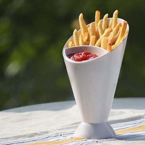 Plastic Portable French Fries Shelf Holder Assorted Sauce Chips Snack Cone Dip Cup Tableware Kitchen Supplies