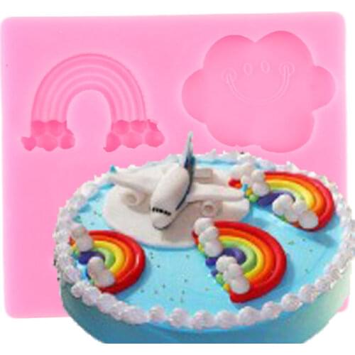 Rainbow Silicone Mold Cloud Fondant Cake Decorating Tools Cupcake Topper Chocolate Gumpaste Moulds Polymer Clay Candy Molds