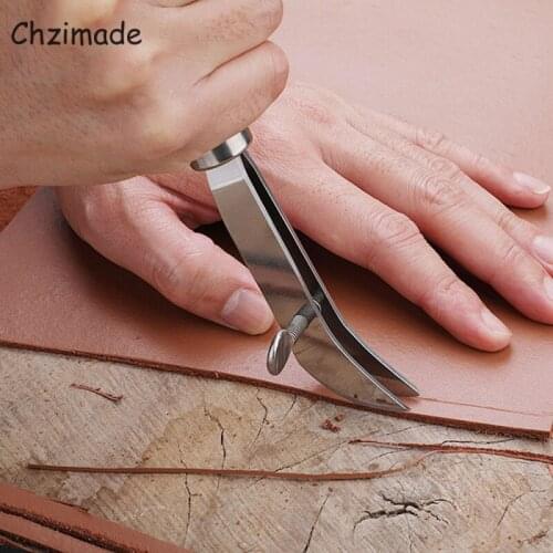 Chzimade Stainless Steel Leather Cutting Tools Adjustable Leather Crimper Slotting Grooving Device Edge Holder Diy Handmade Tool