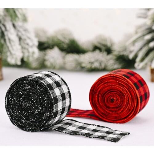 6M Christmas Ribbon Printed Linen Ribbons for Gift Wrapping Wedding Decoration Hair Bows DIY Christmas Tree Ribbon Lattice Bows