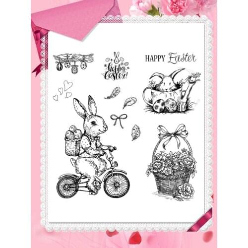 Happy Easter DIY Silicone Clear Stamp Cling Seal Scrapbook Embossing Album Craft