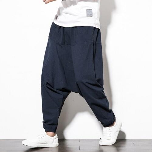 Spring casual mens pants streetwear cotton harem sweatpants harajuku hip hop joggers men cross-pants ankle-length trousers