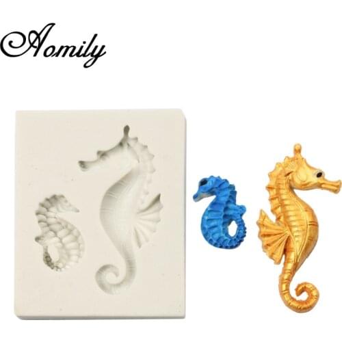 Aomily Sea Horses Silicone Mold Fondant Cake Decorating Tools Chocolate Mould Baking Tools Bakeware Sugarcraft Gumpaste Molds