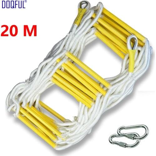 20M Rescue Rope Ladder 66FT Escape Ladder Emergency Work Safety Response Fire Rescue Rock Climbing High Building Escape Tree