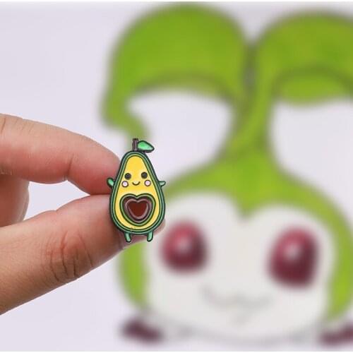 Super Cute Avocado Little Sister Cartoon Fruit Heart Brooches Enamel Pins Jeans Shirt bag For Friends Badge Accessories