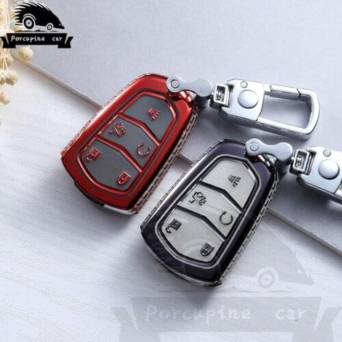 TPU Car Key Case Cover for Cadillac Escalade ESV XTS ATS CTS SRX 6BT CT6 ATS-L XT5 BLS Genuine Key Ring Smart Key Holder