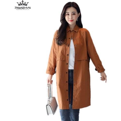 TNLNZHYN autumn new Women clothing trench coat Fashion loose Big yards long-sleeved female high-end Windbreaker overcoat QW118