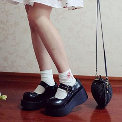 Rosetic Harajuku Big Head Doll Shoes Muffin Platform Pumps Lolita Girls Shoes Black Gothic Female Girl Shoes Vintage Retro Shoes