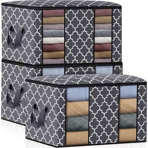 Clothes Storage Bag (3 Pcs/100 Liters) Large Capacity with Reinforced Handle and Transparent Window