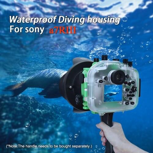 130ft/40m Waterproof Box Underwater Housing Camera Diving Case For Sony A7 III A7R III A7M3 with 6" dome port and pistol grip