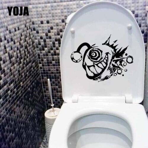 YOJA 24.1X18.4CM Cartoon Angler Fish Toilet Decal Bedroom Home Decor Wall Sticker T5-0311