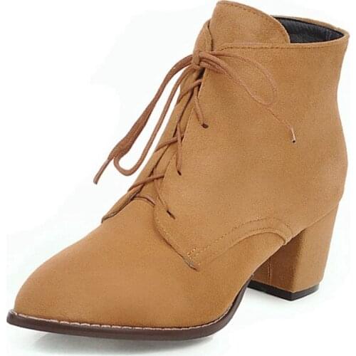 BLXQPYT Lage size 31-45 Fashion 2019 Autumn winter shoes snow ankle boots for women zapatos mujer Riding Lace up high heels 335