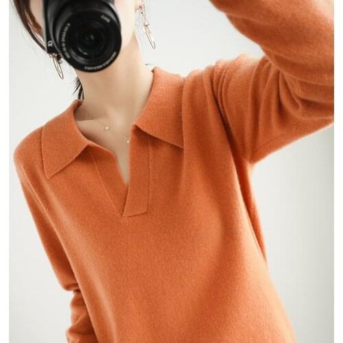 21Fall/Winter POLO Neck Sweater Pullover Women Loose Cashmere Wool Sweater Pullover Women Long Sleeve New Fashion Sweater Female