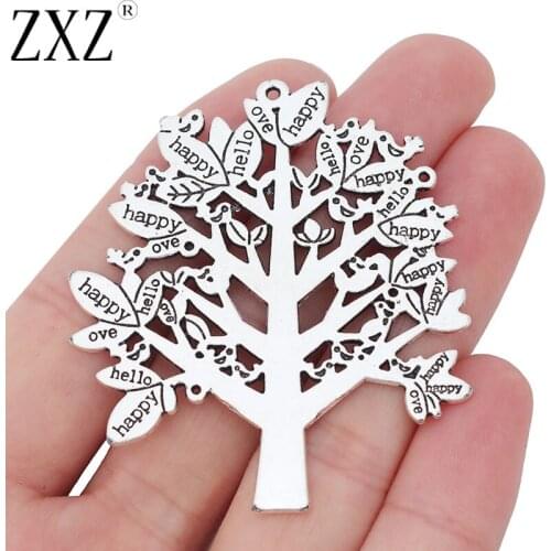 ZXZ 5pcs Large Tree Charms Pendants for Necklace Jewelry Making Findings 59x51mm