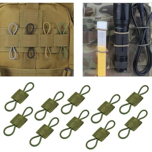 10 Pcs/set Outdoor Tactical Elastic Molle Ribbon Buckle Hunting Binding Retainer for PTT Antenna Stick Pipe