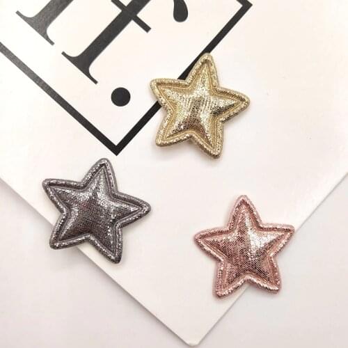 100pcs 2.5cm Shiny Paillette Star Padded Patches Appliques For Clothes Sewing Supplies DIY Hair Bow Decoration