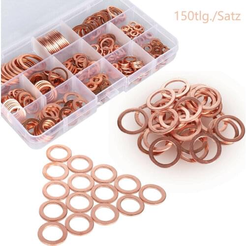 150pcs Copper Washers Sealing Solid Gasket Washer Sump Plug Oil For Boat Crush Flat Seal Ring Tool Hardware Accessories