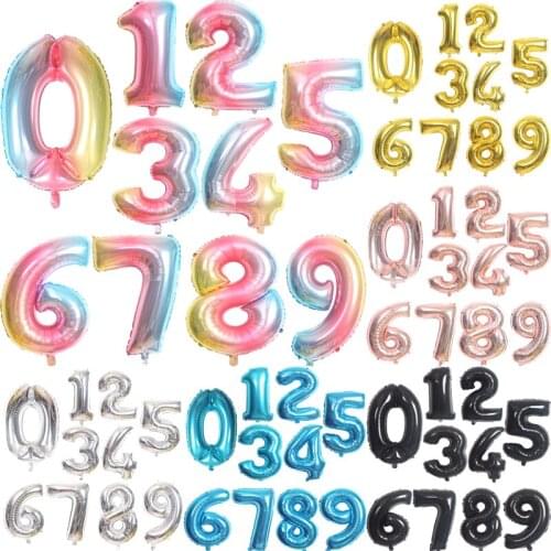 16/32/40 inch Silver Gold Foil Number Balloons Digital Globos Birthday Wedding Party Decorations Balloon Baby Shower Supplies