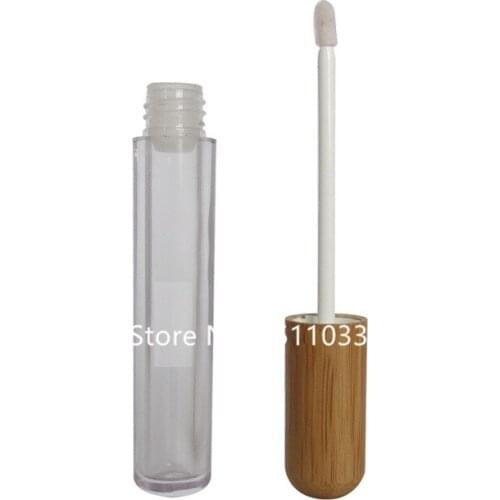 20pcs/lot 6ml Elegant Empty Lip Gloss Tube Lip Rouge Cosmetic Container Bamboo DIY Lip Gloss Packaging Transparent Makeup Tool