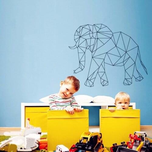 3D Vinyl Wall Sticker Geometric Elephant Wall Mural Kids Nursery Room Art Decorative Wall Sticker Removable Wall Decal Y-684