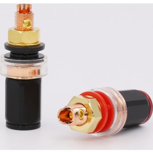 4pcs Style Swiss Pure Red Copper Plated Amplifier Speaker Terminal Binding Post