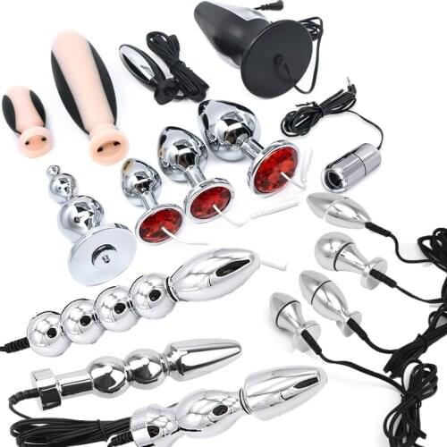 Electro Shock Anal Butt Plug With Bullet Vibrator E-stim Prostate Massager Expand Anus Vagina Device Adult Sex Toy For Men