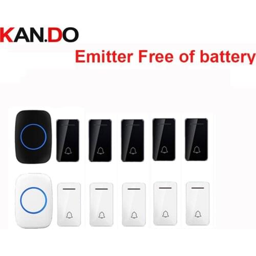 Wholesales 5 transmitter wireless door bell emitter free of battery wireless doorbell ip44 200M work chime door ring 110-240V