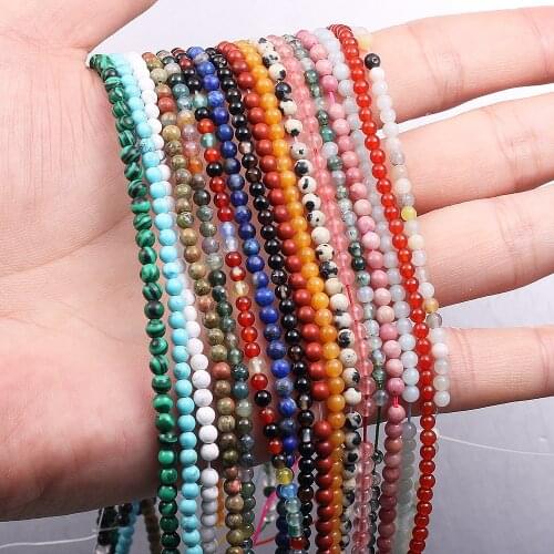 1PC Natural Stone Bead Round Loose Spacer Beads for DIY Jewelry Making Necklace Bracelet Accessries Size 2/3/4mm