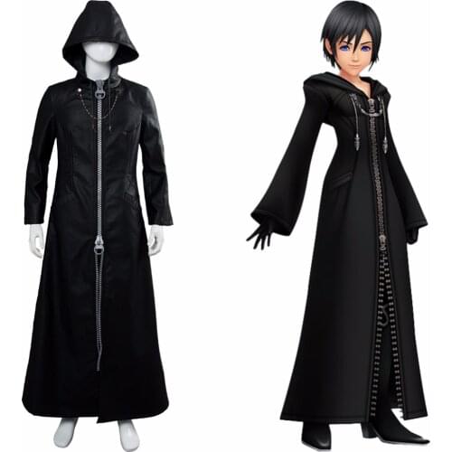 Kingdom Hearts III Cosplay Office Costume Organization Black Trench Coat Leather Uniform Halloween Carnival Costume Custom
