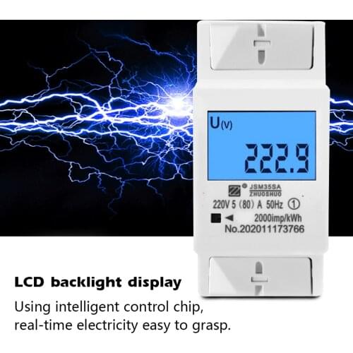 Digital Single Phase Energy Meter kWh Power Consumption Meter LCD Digital Display Power Consumption Energy Electric Tester