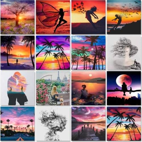Gatyztory Paint By Number Figure DIY Pictures By Numbers Landscape Kits Hand Painted Painting Art Drawing On Canvas Gift