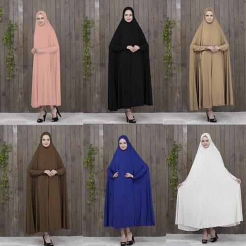 Islam Hijab dress Prayer Clothing Black Kaftan With Hijab Robes islamic clothing abayas for women gamis muslim wanita black