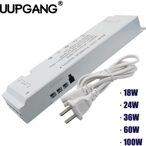 LED Cabinet Light Power Supply 18/24/36/60/100W Transformer AC 110V 220V to DC 12V Constant Voltage Source Adapter for LED Strip