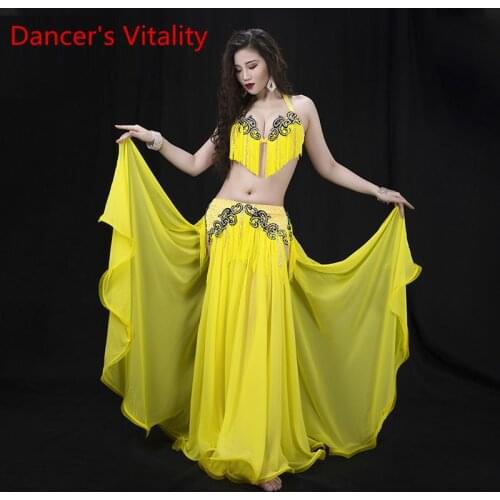 New belly dance performance suit, dynamic tassel oriental dance professional competition, High swing skirt suit Women dance Set