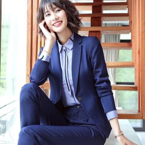 Fashion Office Suit 2 Piece Set Formal Women Ladies Suits Business Oversize 4xl 5xl Pants Suit Overalls Girls Matching Outfits