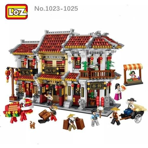 LOZ Mini Block Mini Street City Big China Street Chinese Tradition Tea House Pharmacy Inn Special Model DIY Assembly Toys