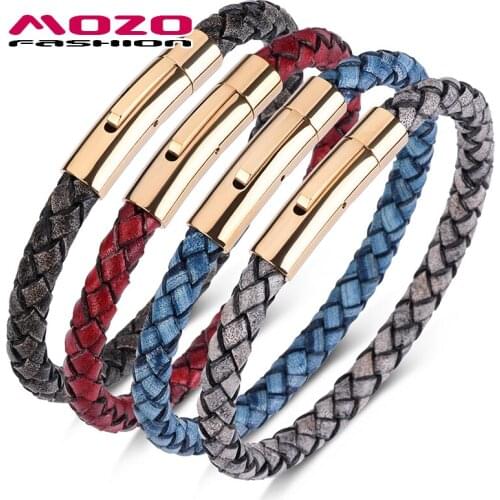 Fashion HOT Women Bracelet Retro Leather Bracelet Stainless Steel Gold Snap button Bracelets Men Jewelry Gifts 4 colors
