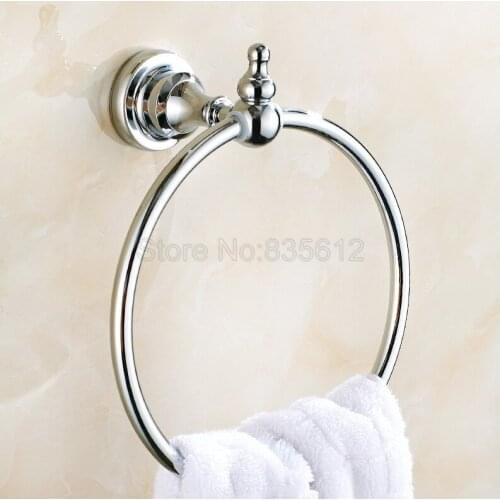 Wall Mounted Round Bathroom Towel Ring Rack Holder Polished Chrome Finish Wba905
