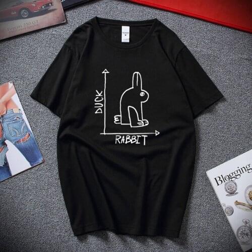 New Streetwear Camisetas Mens Funny T shirt Rabbit Duck Design Regular Fit 100% Cotton T-shirt Unisex Euro Size