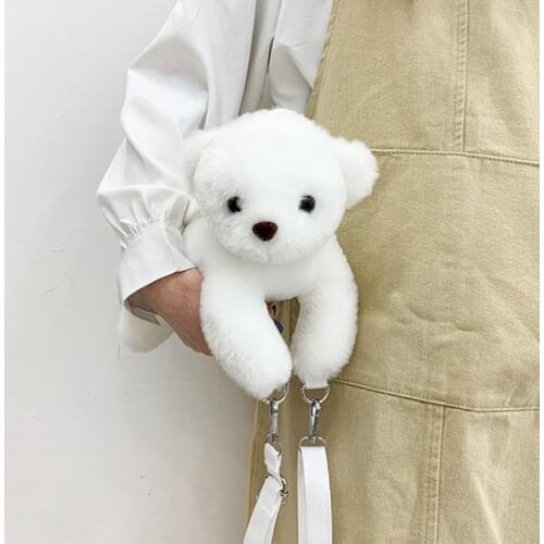 2020 New arrival Cartoon Bear plush doll small bag Cute girl messenger bag 22cm