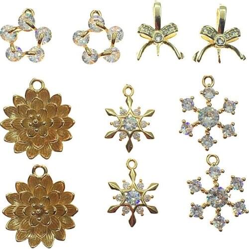 New Arrival! 50pcs Copper/Cubic Zirconia Charm/Connector for Necklace/Earrings Handmade DIY Parts,Jewelry Findings&Component