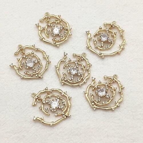 New arrival! 27x23mm 30pcs Cubic Zirconia Copper Charm for Handmade Necklace Earring DIY Parts Jewelry Findings & Components