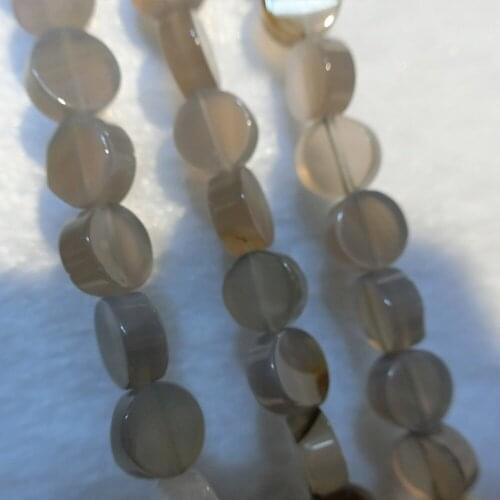 Wholesale 80pcs Flat Round Gray Agates Opal Natural Stone Loose Beads Accessories For Jewelry Making DIY Bracelet Necklace Free