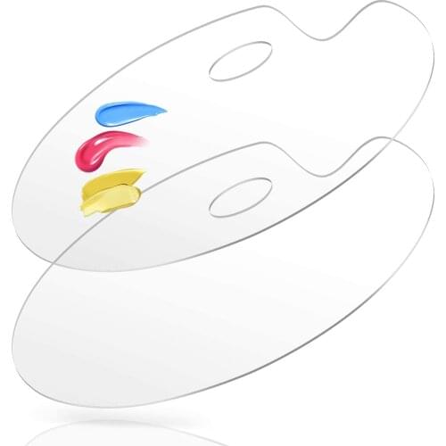 Acrylic Paint Palette with Thumb Hole Clear Paint Tray 12 x 8 inches Oval Easy Clean Non-Stick Artist Pallet for Oil Watercolor