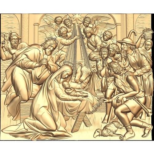 The birth of Jesus Christ 3d STL models used for cnc artcam 3d relief model european religion