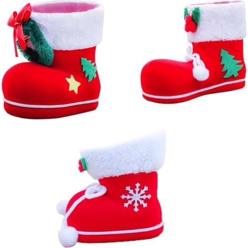 T84E Christmas Boots Mesh Candy Bag Xmas Tree Ornament Santa Stockings Gift Organizer