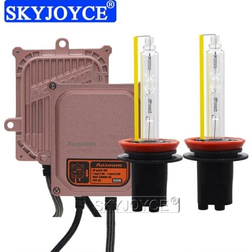SKYJOYCE High Bright 5500K HID Bulb H7 H1 H3 H11 9012 D2H 55W Canbus Ballast Xenon Headlight Kit Aozoom Fast Start Slim Ballast