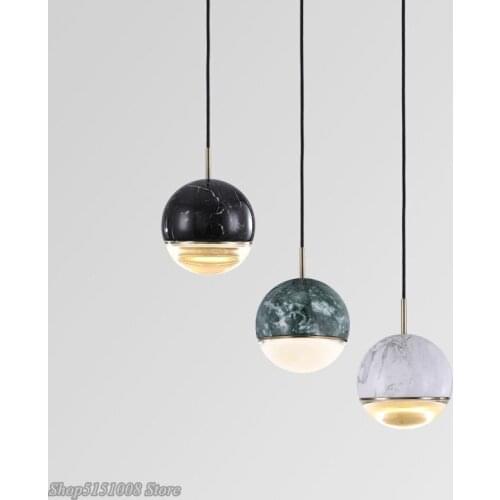 Modern marble ball LED pendant lamps Nordic Simple Dining Room bar bedside Kitchen Hanging Light Home Decor hanglamp Luminaire