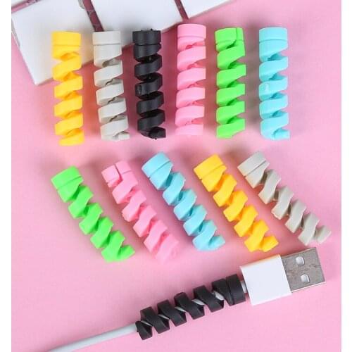 100pcs/lot Spiral Cord Holder Cable Winder USB Cable Earphone Protector Charging line saver For iphone 5 5s 6 7 cable protection